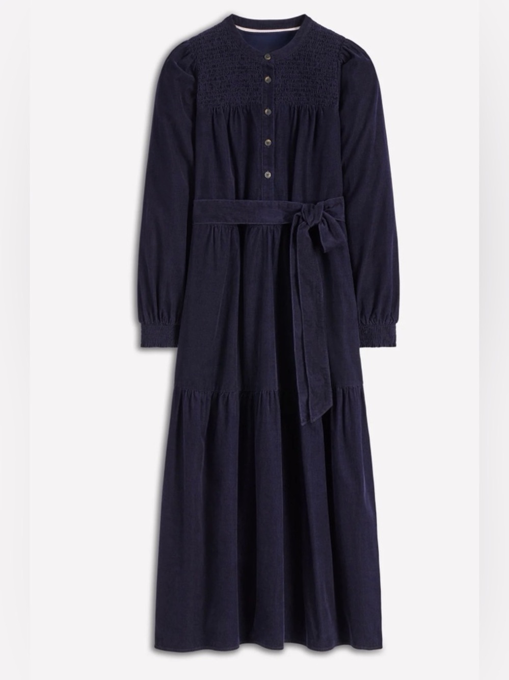 Boden | Blue Corduroy Tiered Dress | 8p - Picture 5 of 11